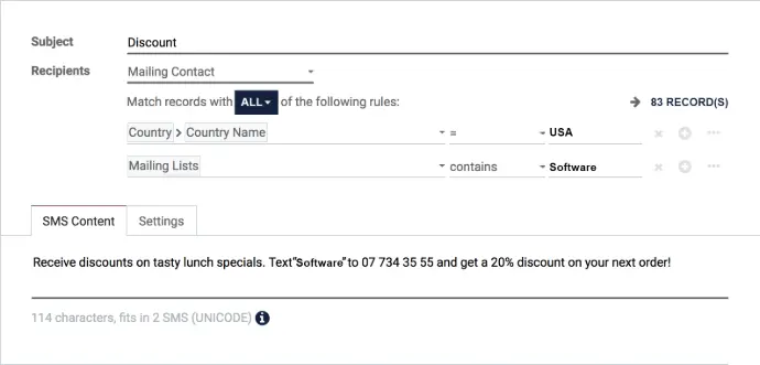 Software Services SMS Example